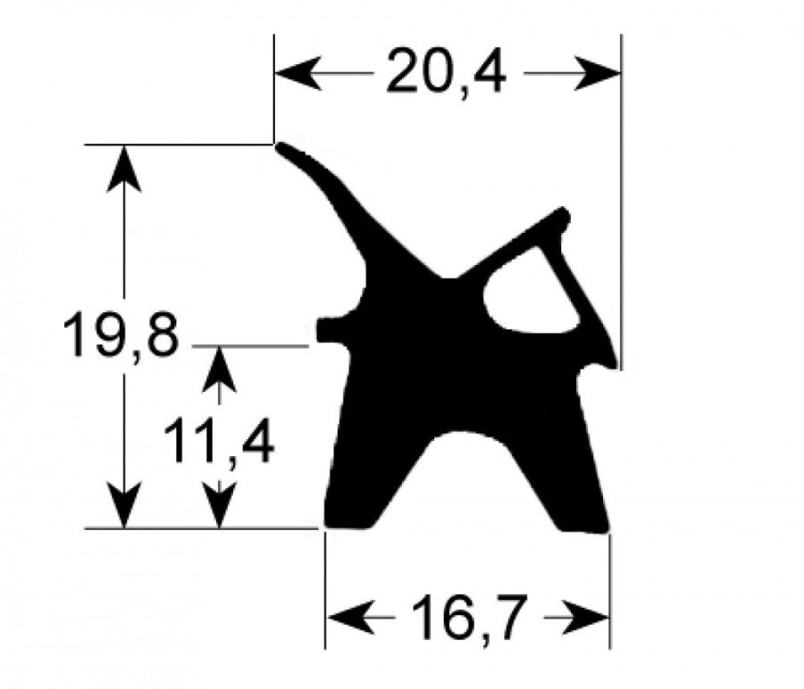 door seal profile 2410 W 735 mm L 1310 mm external size Qty 1 - Code 900813