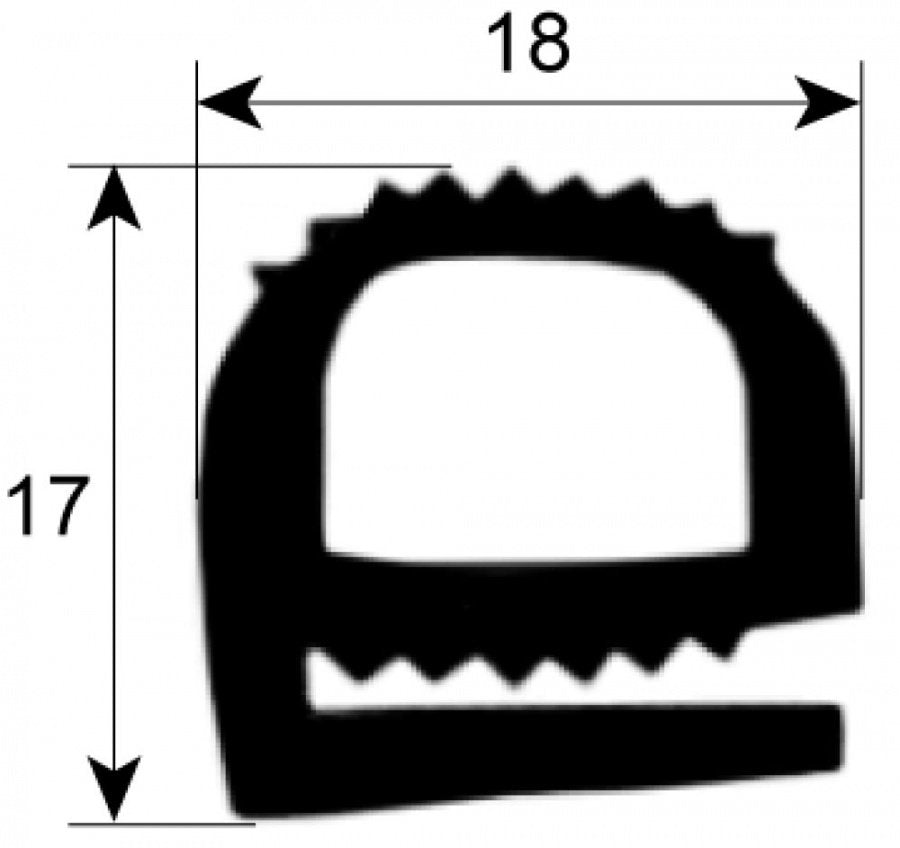 Garnitura usa, profil 2257, 18 x 17 mm, vanzare la metru - 900938