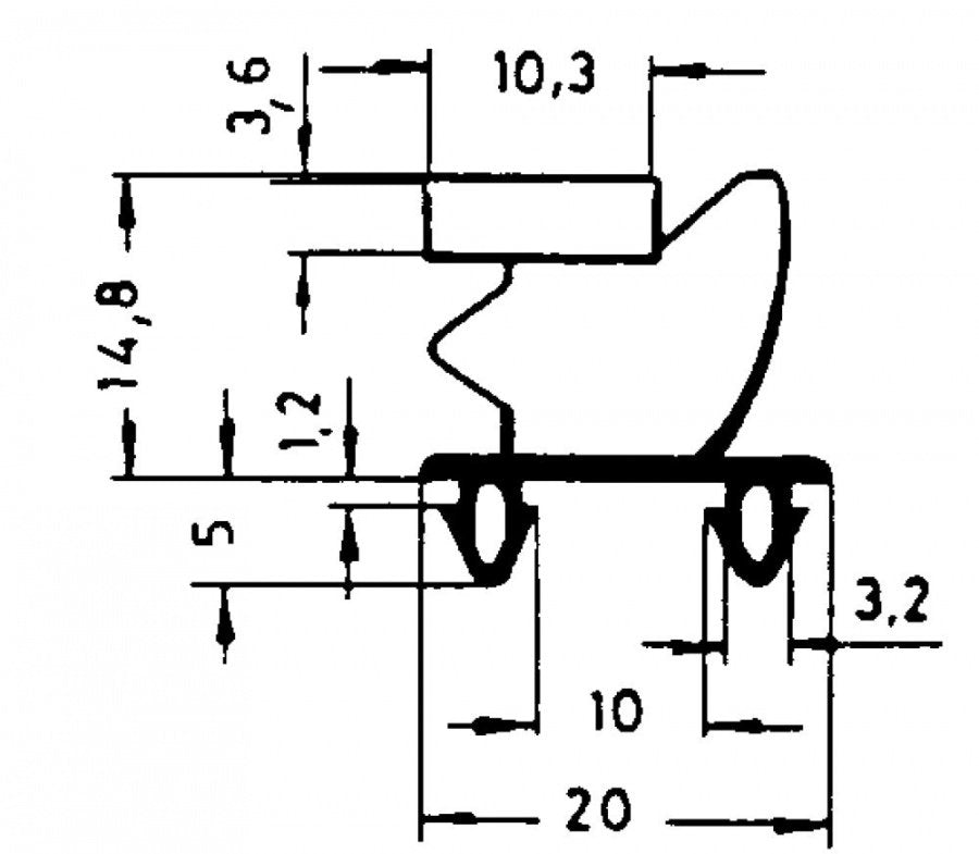 refrigeration gasket profile 9795 W 648mm L 1533mm plug size