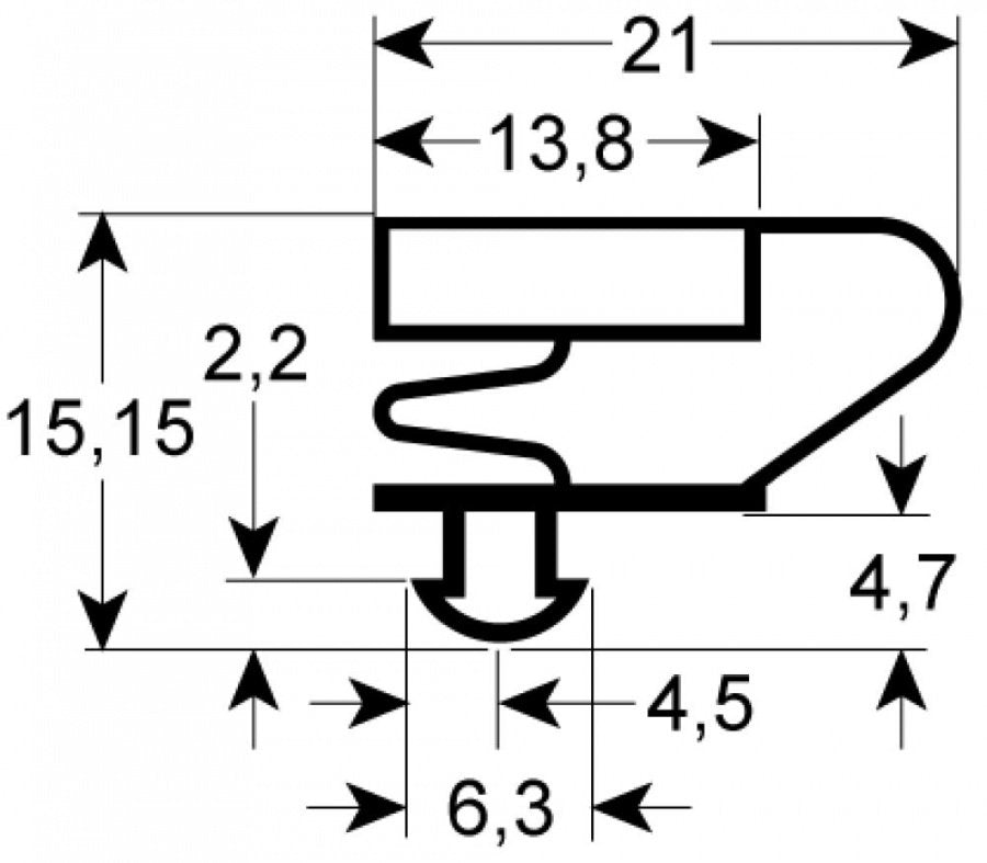 refrigeration gasket profile 9704 external size W 498mm L 620mm plug size W1 489mm L1 611mm