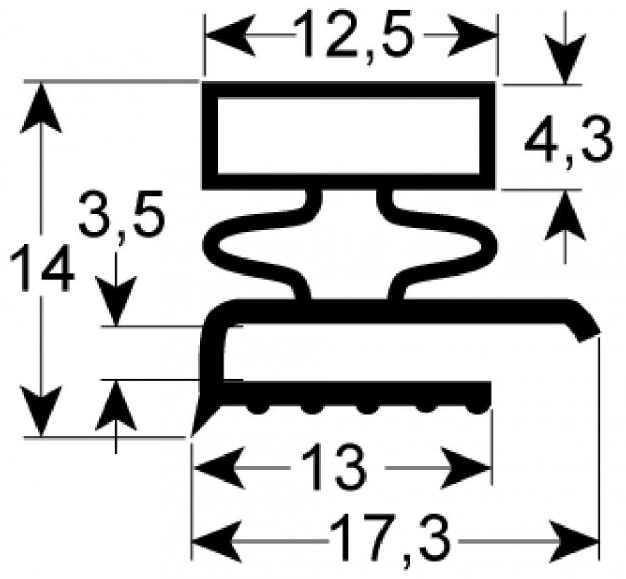 refrigeration gasket profile 9140 W 308mm L 388mm external size magnet 3-sided