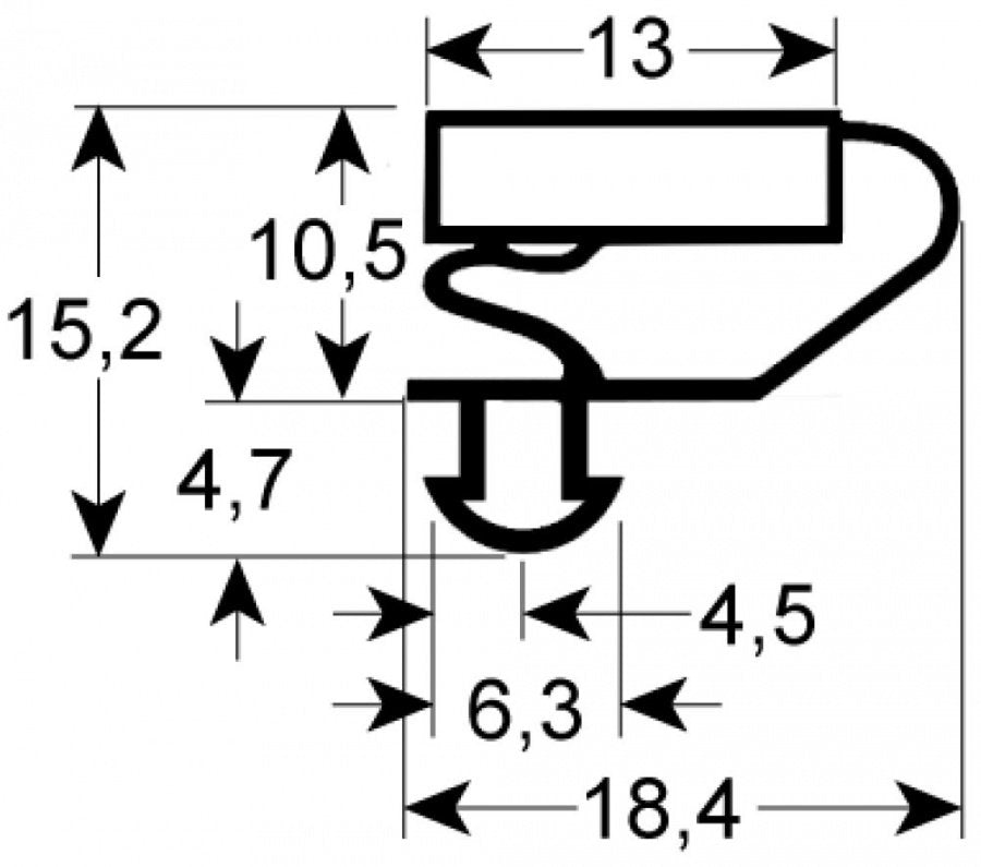 refrigeration gasket profile 9703 W 387mm L 603mm plug size