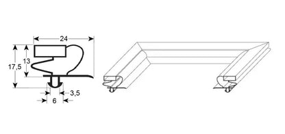 Garnitura frigo profil 9012 - 9333, intre canale 327x564mm, ext. 337x574mm