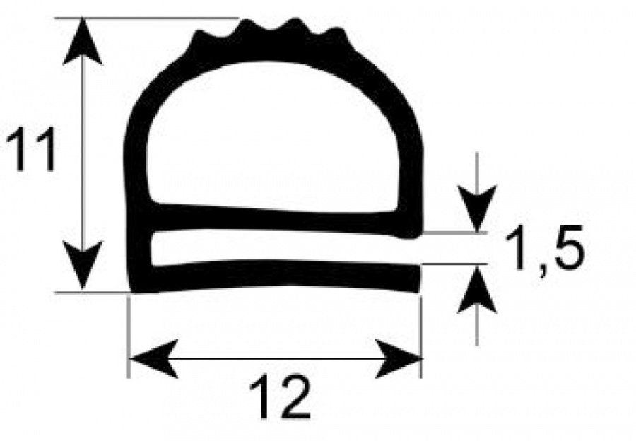 oven gasket profile 2255 W 570 mm L 300 mm external size 3-sided - 901359