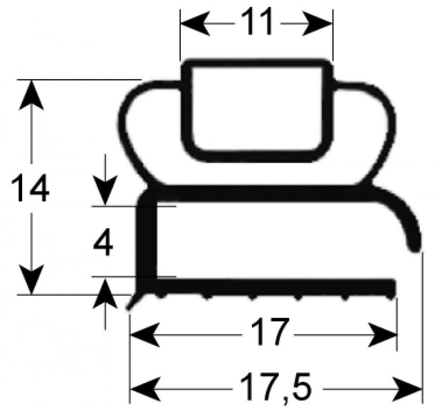 refrigeration gasket profile 9207 W 404mm L 595mm external size magnet 3-sided
