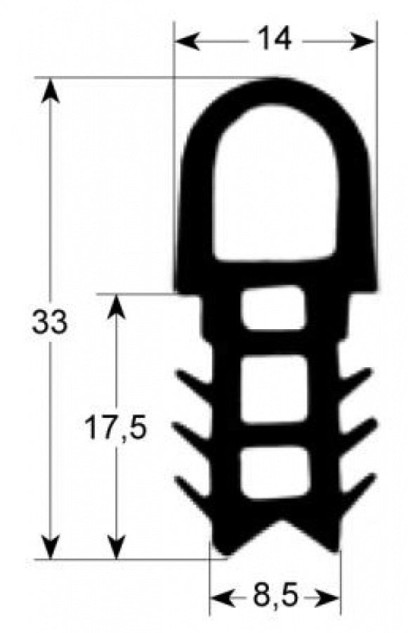 door seal profile 2060 W 624mm L 724mm external size Qty 1