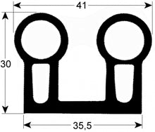 gasket for walk-in fridges profile 9986 W 41 mm H 30 mm L 2500 mm with mounting frame Qty 2,5 m