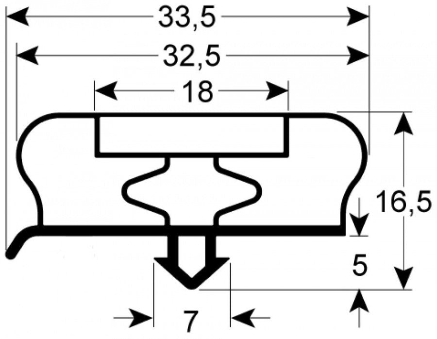 refrigeration gasket profile 9800 W 560mm L 1525mm plug size