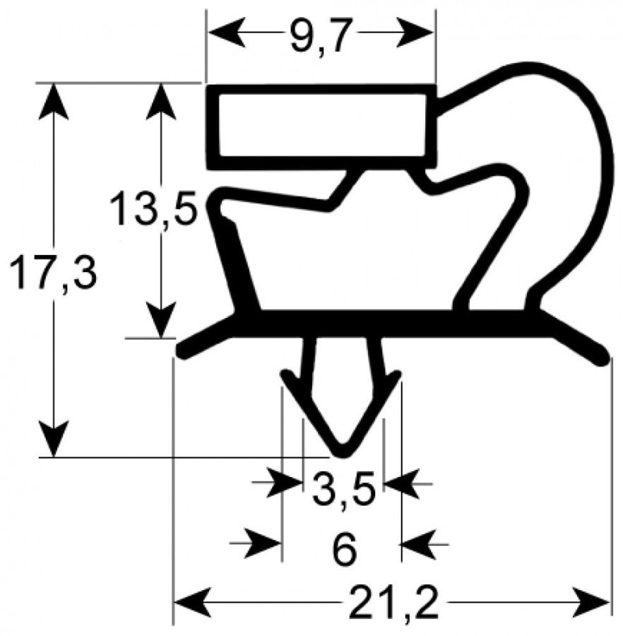 refrigeration gasket profile 9048 W 380mm L 750mm plug size