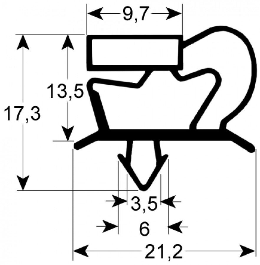refrigeration gasket profile 9048 W 400mm L 597mm plug size
