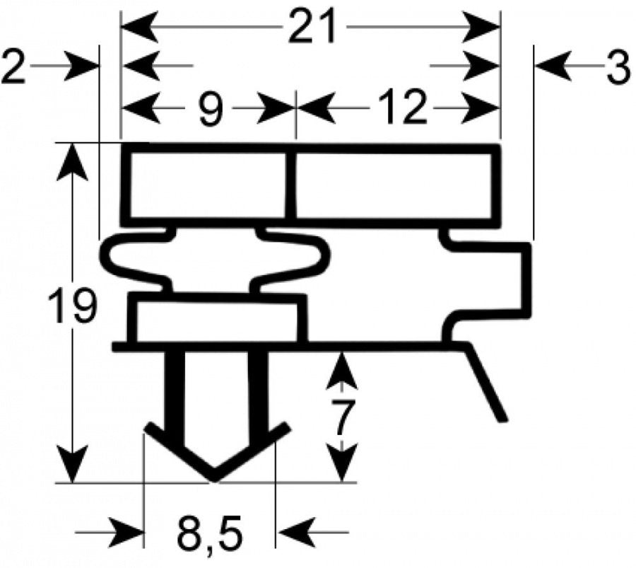 refrigeration gasket profile 9148 W 550mm L 1650mm plug size