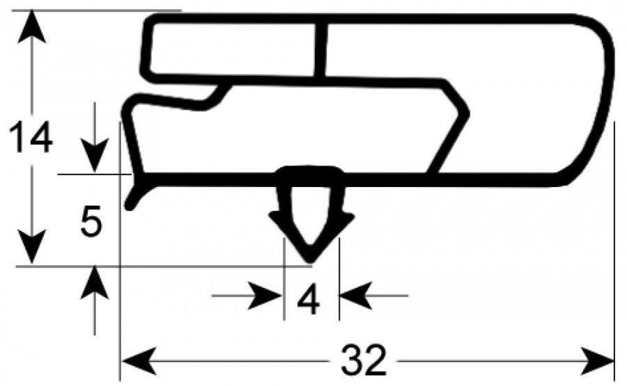 refrigeration gasket W 440mm L 245mm plug size
