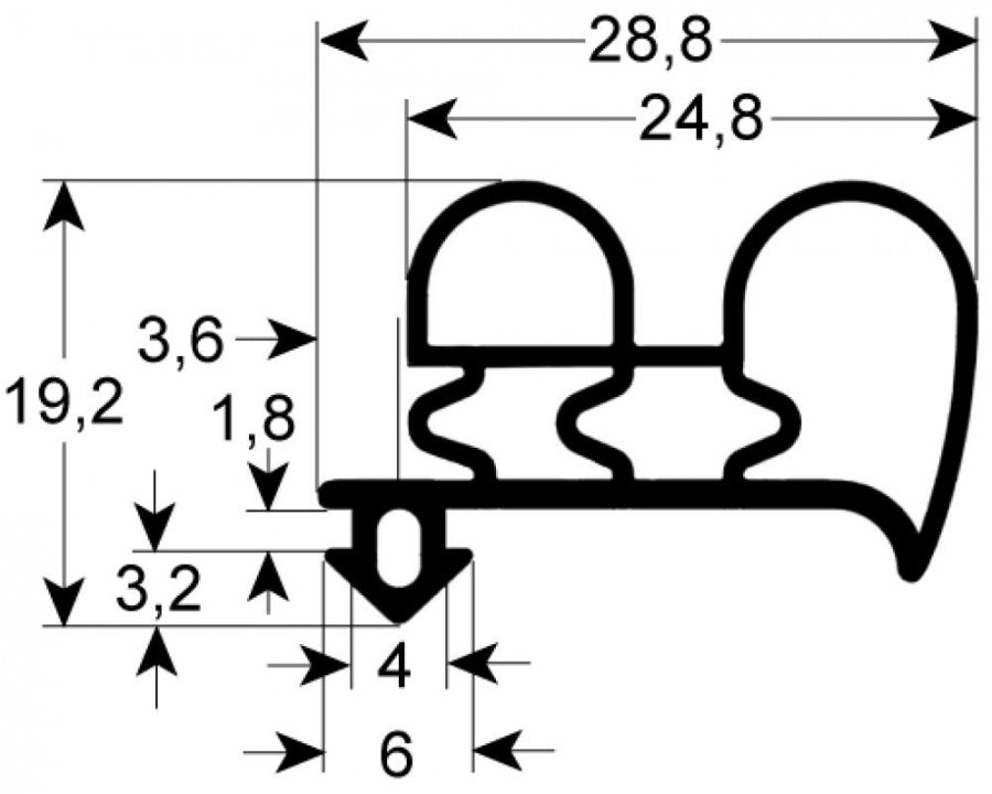 refrigeration gasket profile 9430 L 2500mm plug size