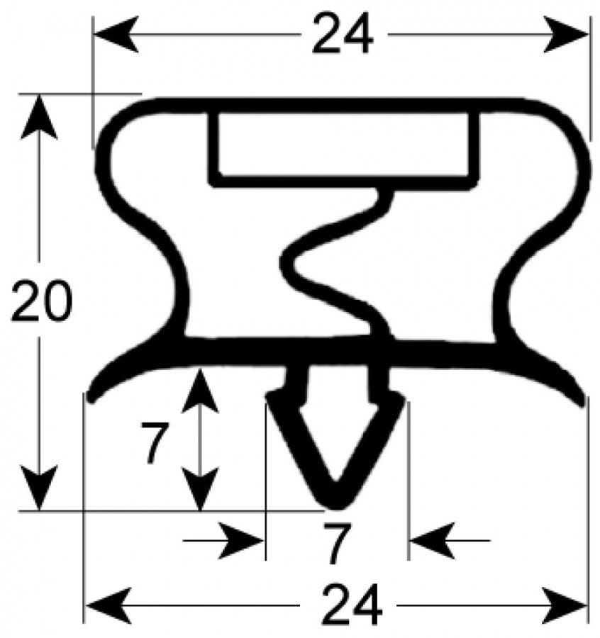 refrigeration gasket profile 9195 W 702mm L 1843mm plug-in suitable for BONNET