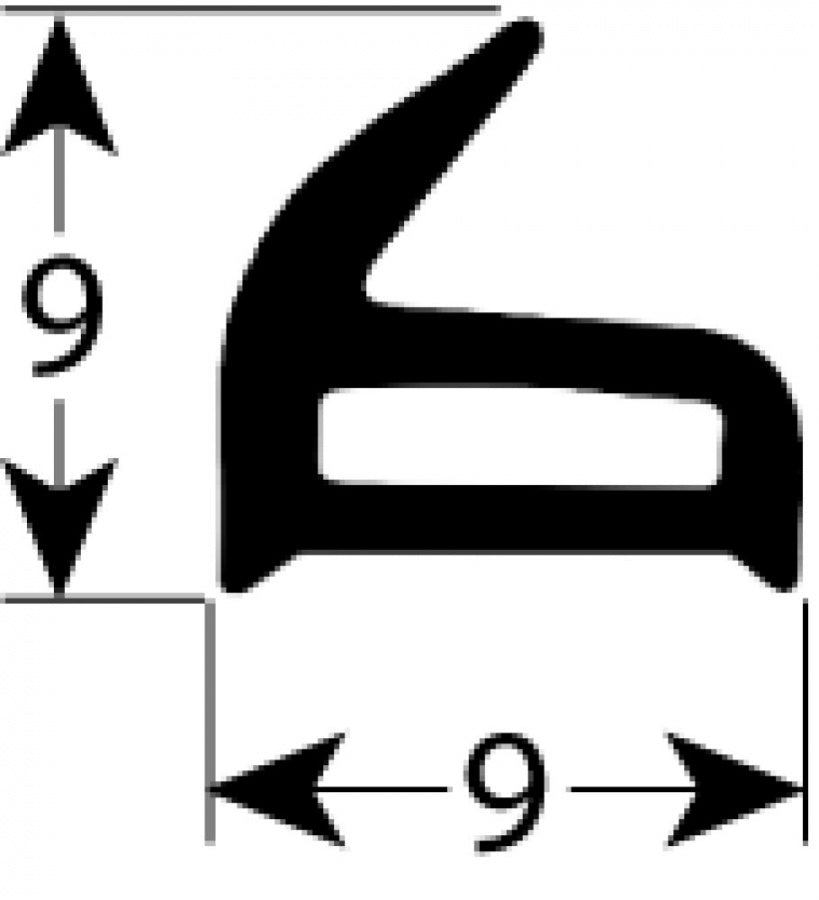 door seal L 720mm with 5 mounting clips