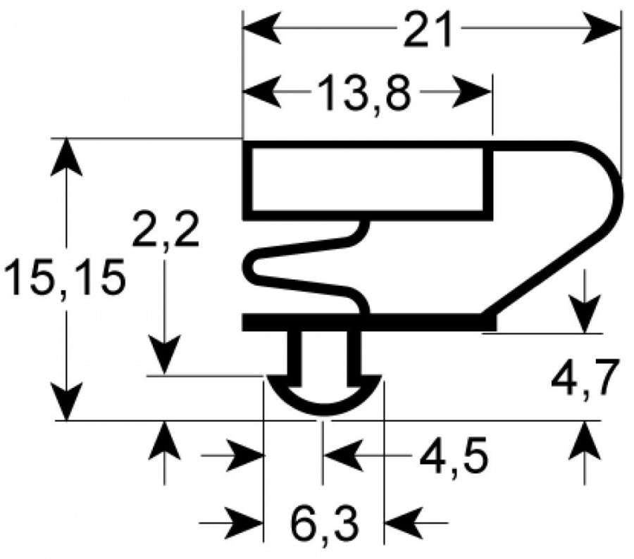 refrigeration gasket profile 9010 W 1632mm L 661mm plug size