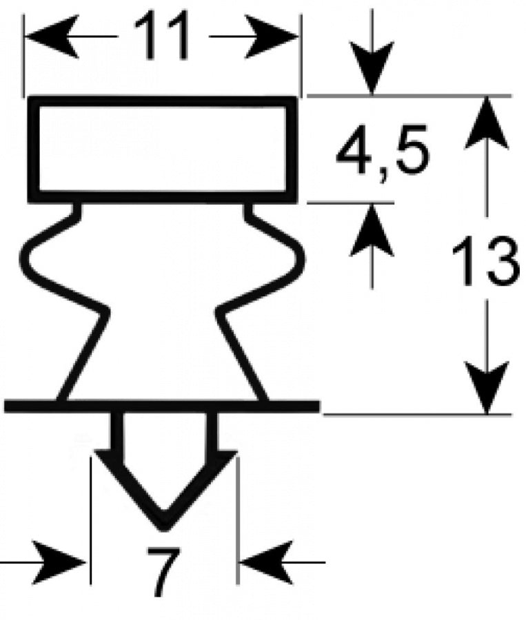 refrigeration gasket profile  W 535 mm L 1155 mm plug size