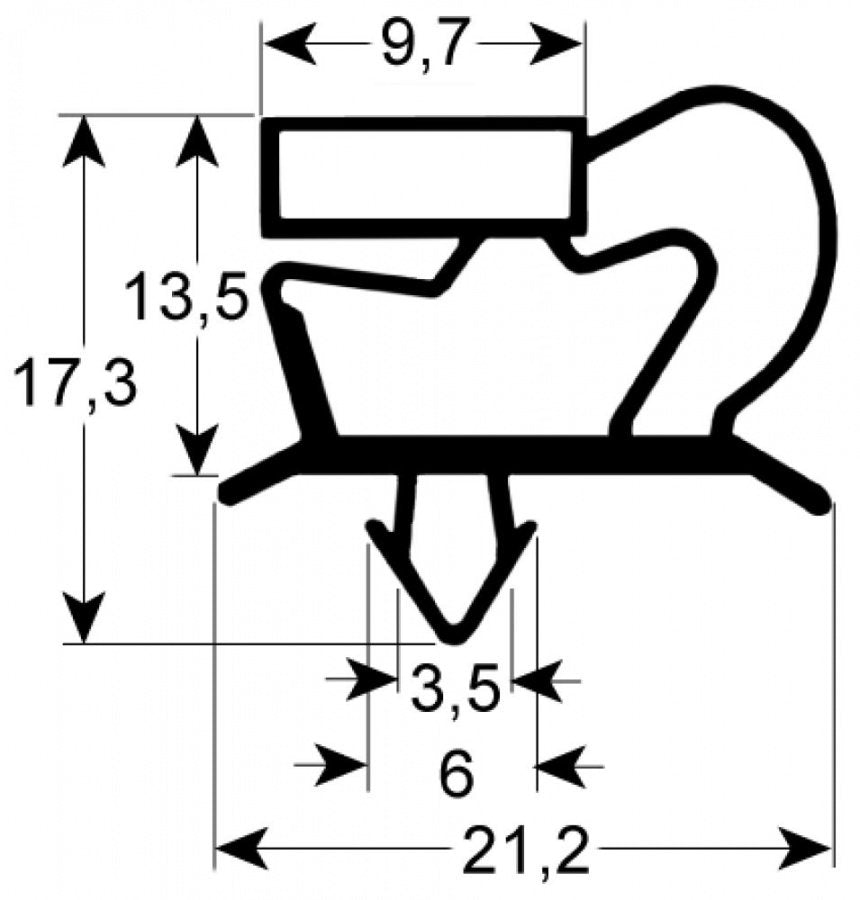 door seal profile 9048 W 752mm L 395mm plug size