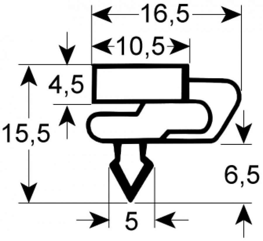 refrigeration gasket profile 9156 W 570 mm L 1400 mm plug size until 2009