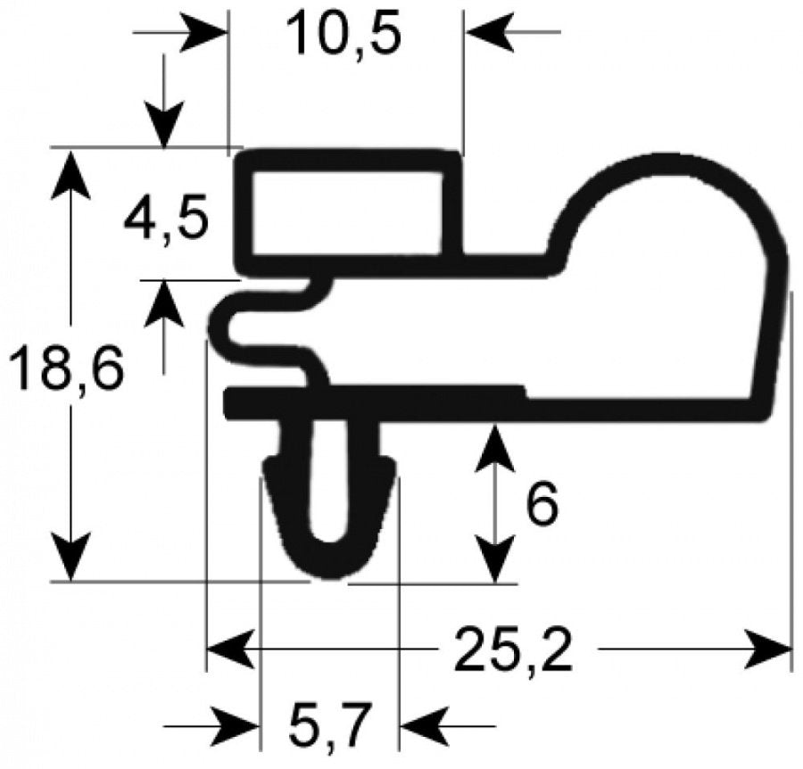 garnitura frigider profil 9010 L 665mm L 1640mm mărime inserție