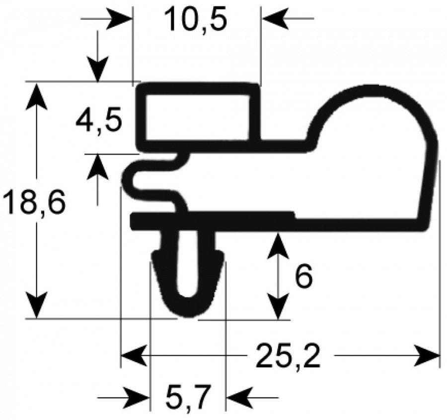 garnitura frigider profil 9010 L 643mm L 1407mm mărime inserție