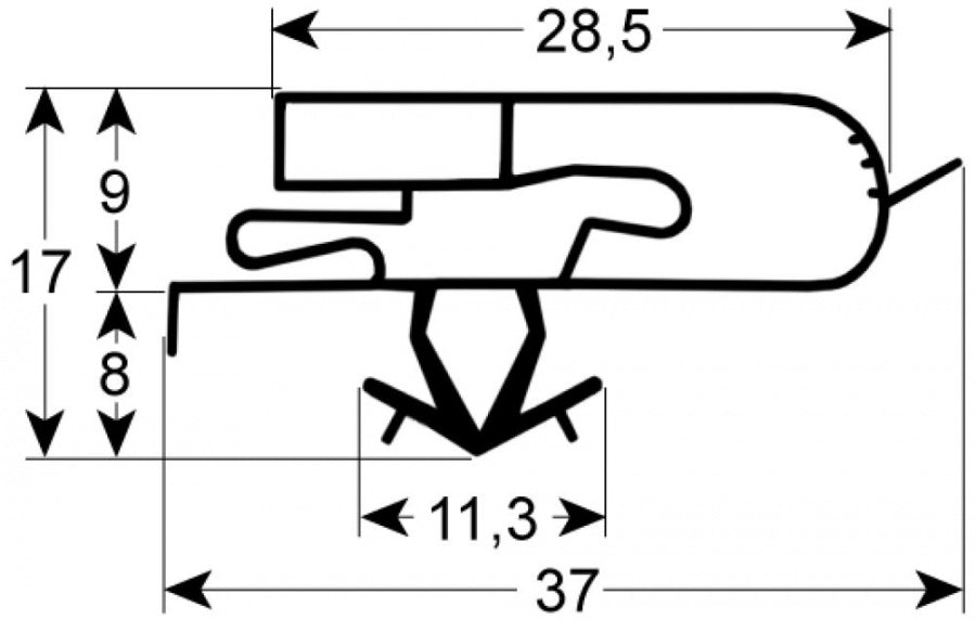 garnitura frigider profil 9146 L 630mm L 1500mm mărime inserție