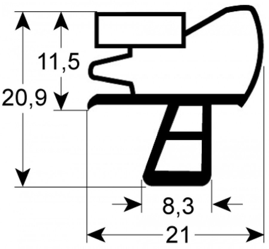 garnitura frigider profil 9956 Lmm L 2500mm mărime inserție