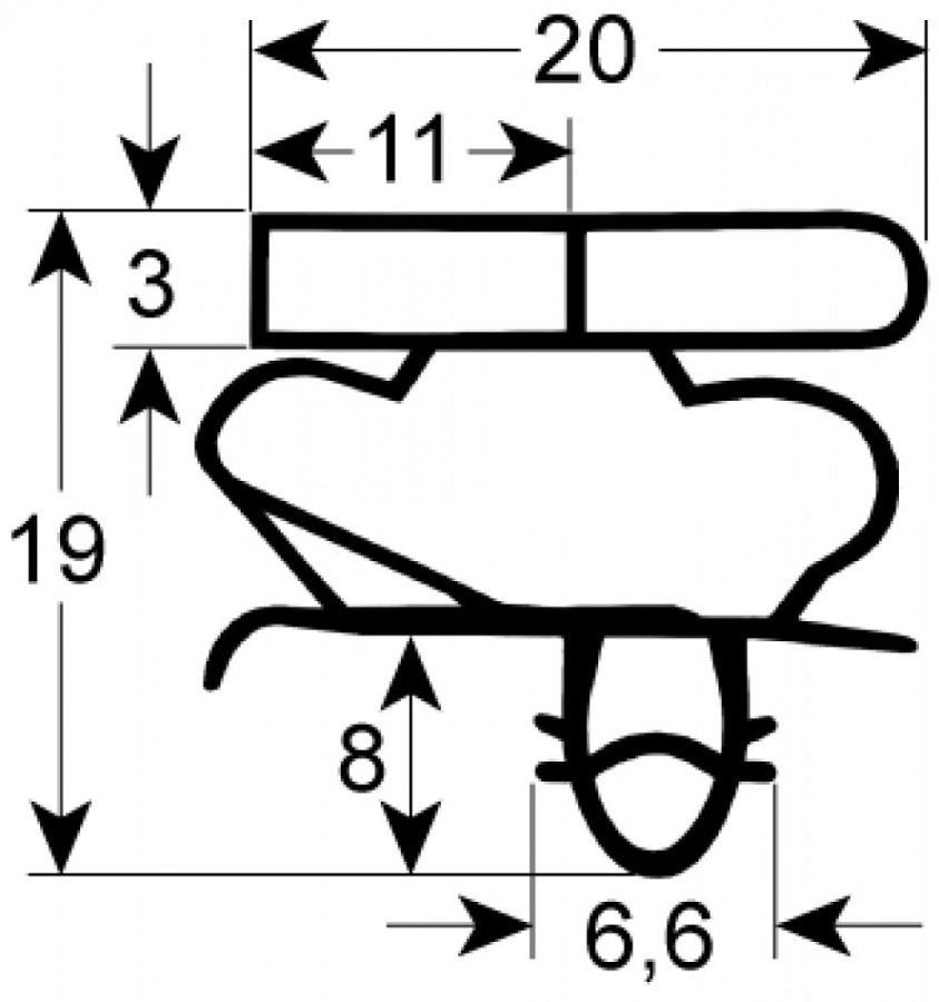 garnitura frigider profil 9058 L 770mm L 1810mm mărime inserție P 1