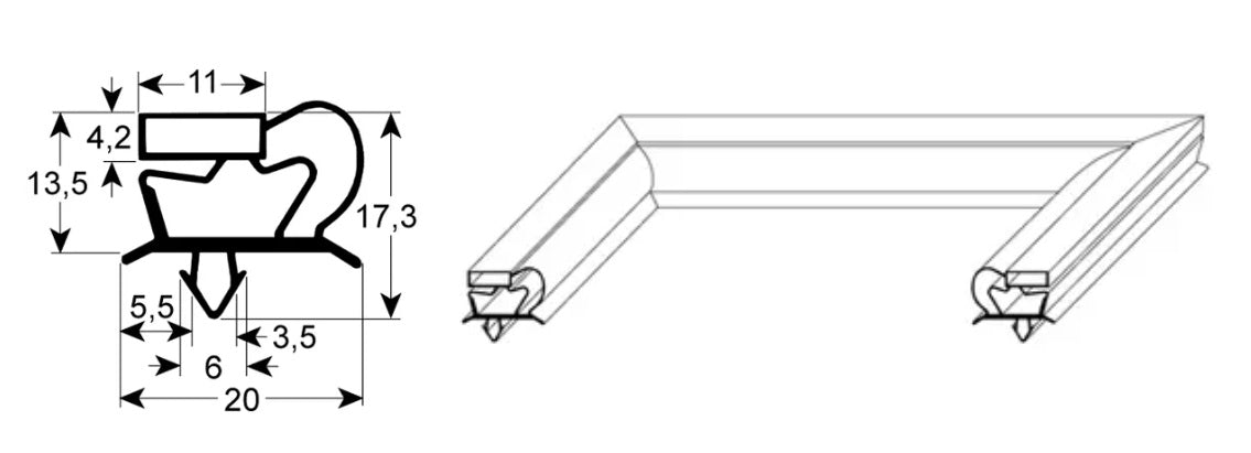 Garnitura frigo semi usa 680x545mm intre canale, dimensiuni exterioare 690x555mm, profil garnitura 9048