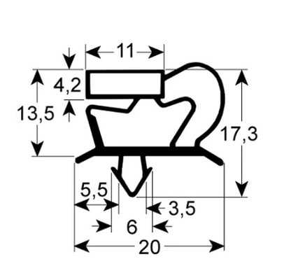Garnitura frigo semi usa 680x545mm intre canale, dimensiuni exterioare 690x555mm, profil garnitura 9048