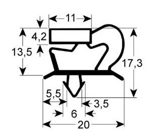 Garnitura frigo profil 9048 L 770x515mm masurat intre canale, 780x525mm masurat exterior - 9048x0515x0770