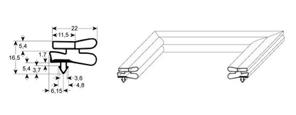 Garnitura frigo profil 9151, dimensiuni exterioare 535x1690mm - 901458, 91515201675