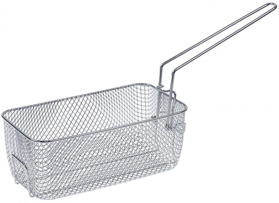 Cos friteuza L 245 mm, latime 140 mm, H 100 mm, din otel cromat, cu maner articulat - 970181