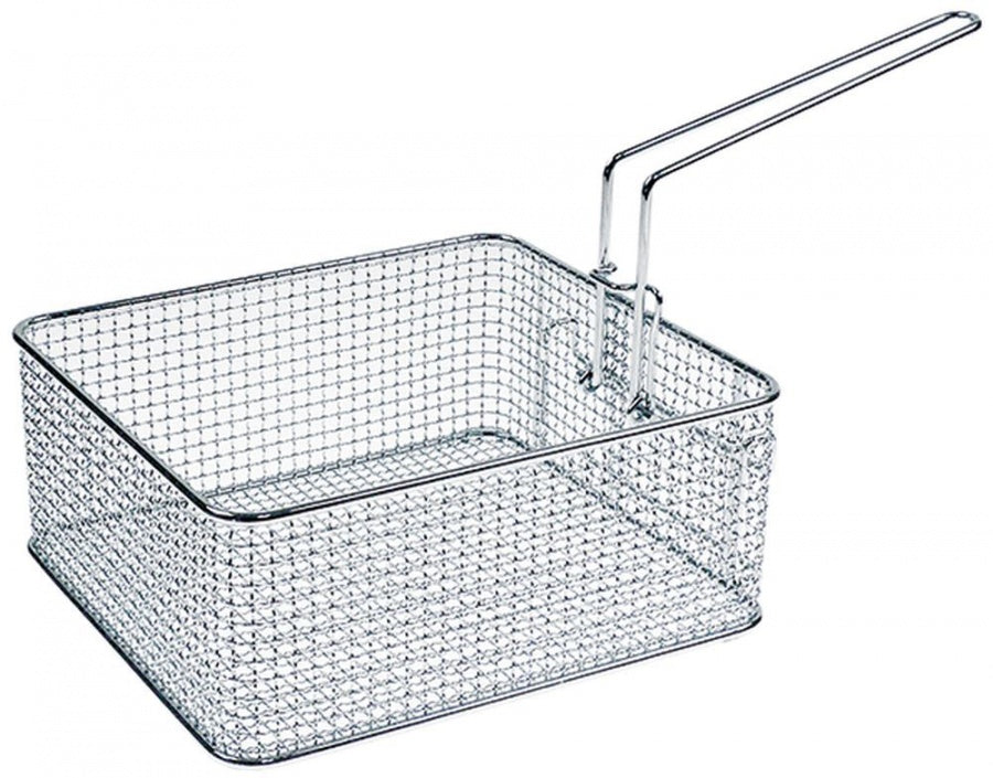 Cos friteuza 245 mm, latime 220 mm, H 95 mm, cu maner articulat, din otel cromat - 970186