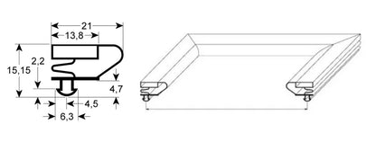 Garnitura frigo, profil 9704, L 635x395mm, masurat intre canale - 9704395635