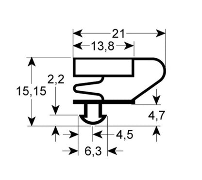 Garnitura frigo, profil 9704, L 635x395mm, masurat intre canale - 9704395635