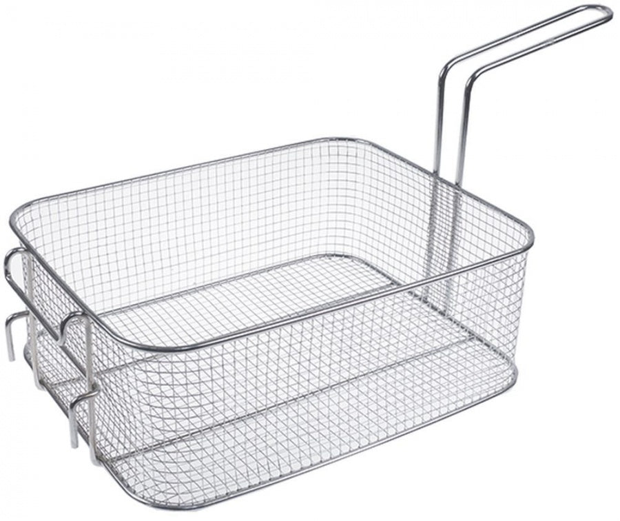 fryer basket W1 270mm L1 360mm H1 125mm L2 550mm H2 220mm H3 250mm metal hinged handle