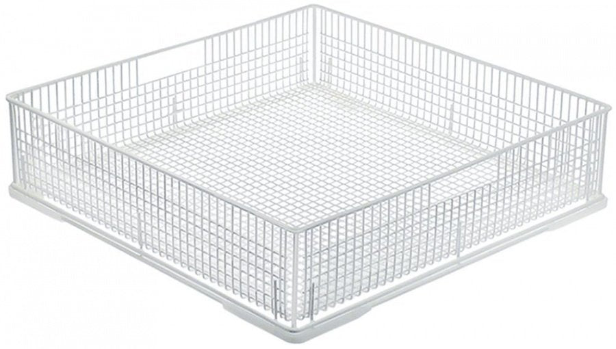 Cos mixt 400 x 400 mm, H 130 mm, din otel plastifiat, cu ochiuri mici, tacamuri - 971023