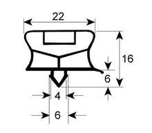 Garnitura frigo pentru sertar 360x155mm intre canale, dimensiuni exterioare 380x175mm, profil garnitura 9794