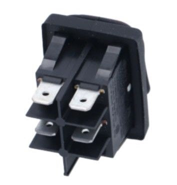 Intrerupator basculant cu burduf etans, contacte 30A, 230V, montare 30x22 mm, iluminat rosu