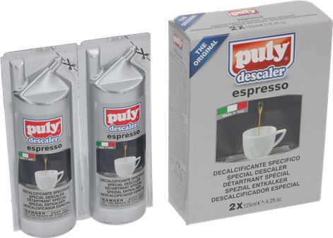 Decalcifiant PULY DESCALER ESPRESSO, contine 2 flacoane de 125 ml