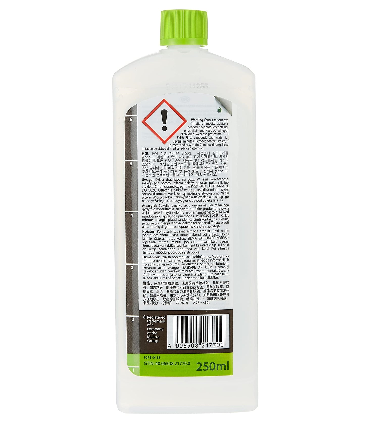 Solutie anticalcar BIO Melitta, bidon 250 ml. pentru 6 utilizari