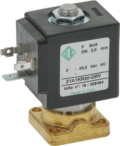Electrovalva cu talpa ODE, cu 2 cai, 230V, 8W, -40°C +180°C