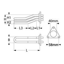 Rezistenta 5000W, 230V, cu 2 circuite, flansa triunghiulara, lungime scufundata 640mm - LF 1755333, 417213b