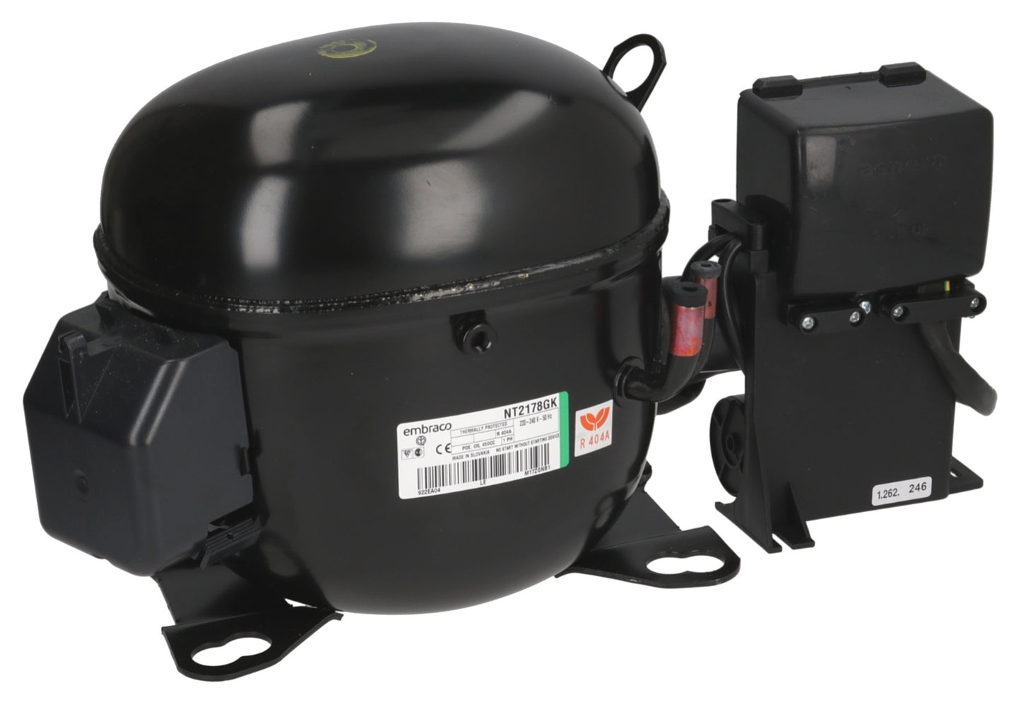 Compresor EMBRACO NT2178GK CSR, 220/240V, 50Hz, putere 3/4 Hp, capacitate 17.40 cc, gaz refrigerant R404a/R507 LBP