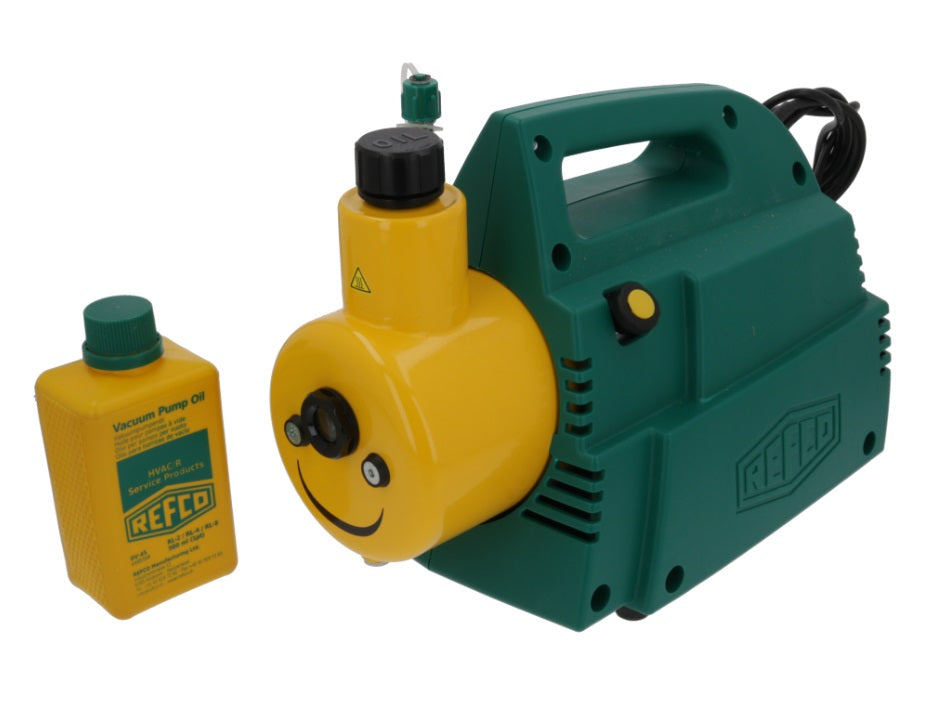 Pompa de vid REFCO RL-8, cu 2 stadii de pompare, 150l/min, 230V, 50/50Hz, 370W, conexiuni 1/4" + 3/8" SAE