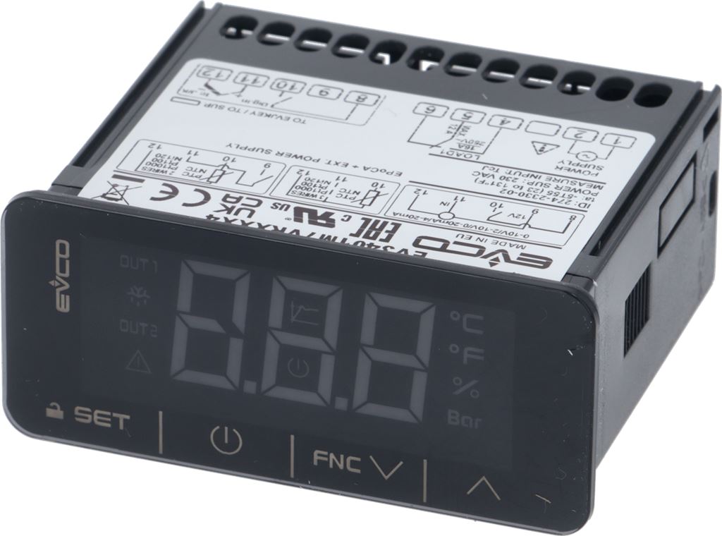 Termostat EVCO EVK411M7VHBSX01, 230V, 50Hz, 0+250°C, sonde compatibile TCJ-TCK-PT100, TERM0060