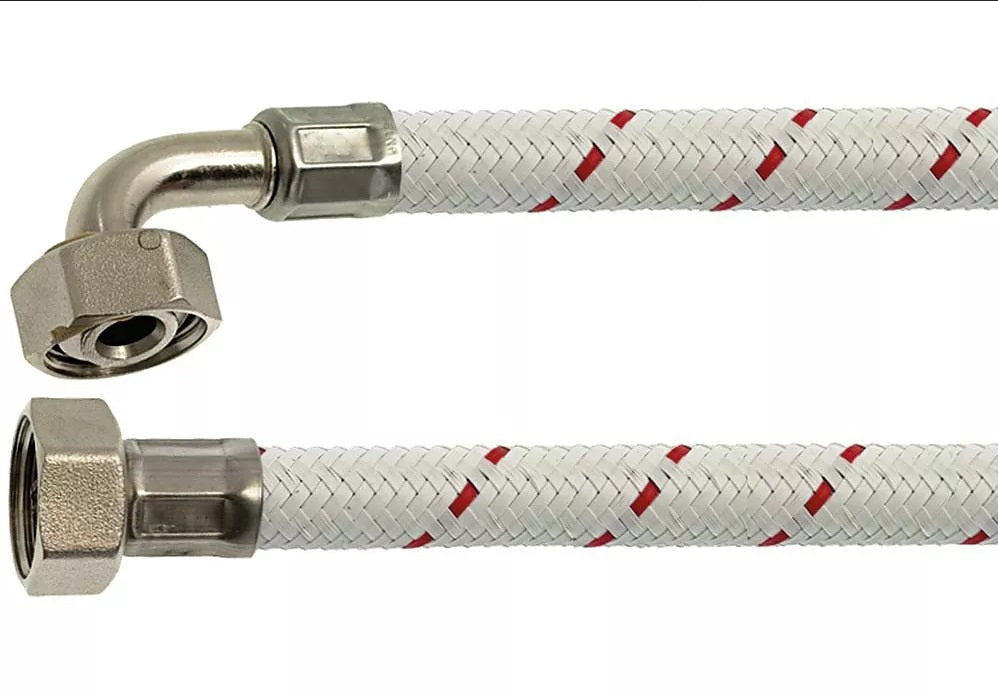 Furtun de alimentare 2m, olandeze metalice 3/4", max. 90°C, 10 bari