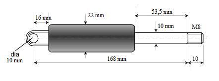 Arc cu gaz telescopic Vapsint (molla a gas atlas), lungime totala 185 mm, filet M8, COD 2210.200.100