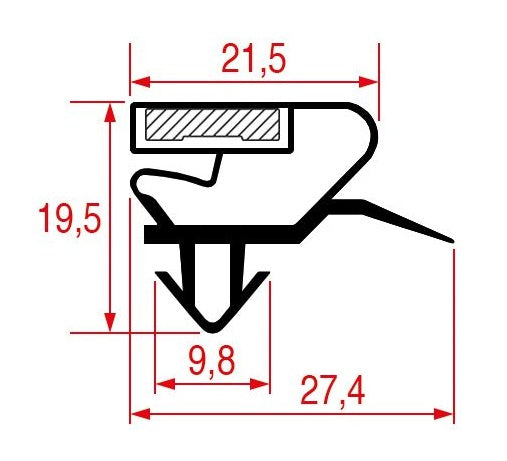 Garnitura frigo profil 9398 - 1073, 580x375mm intre canale, 590x385mm pe exterior - 5170413